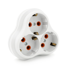 Розетка трійник з заземленням AK303, White, Q10
