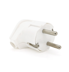 Вилка з заземленням кутова, 16A 250V A105, White, Q24