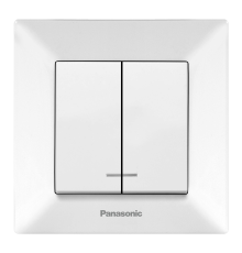 Вимикач Panasonic Arkedia Slim двоклавішний з підсвіткою, білий