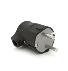 Вилка із заземленням кутова, 16A 250V, A105, Black, Q40