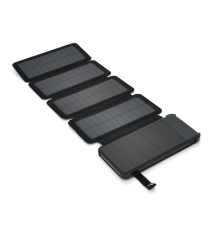 Power bank 12000 mAh Solar, (5V / 200mA), 2xUSB, 5V / 1A / 2.1A, USB <-> microUSB, ударо захищений прогумований корпус, Black, Corton BOX