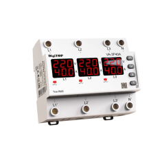Реле напруги та струму дворежимне одно/трифазне VA-3F40A M6R на DIN-рейку, 3*40А, 3*8500Вт, 120-270В, шестимодульне з індикатором напруги